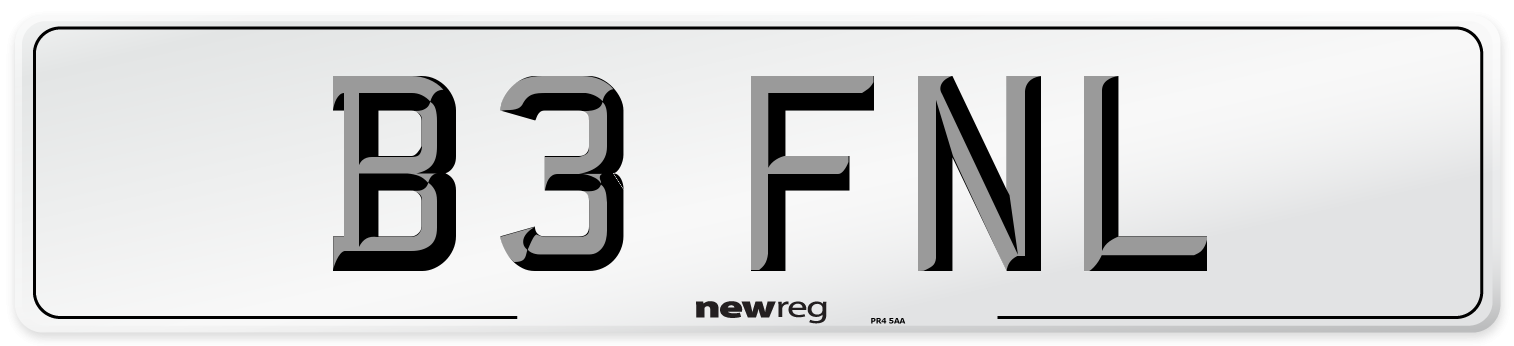 B3 FNL Number Plate from New Reg